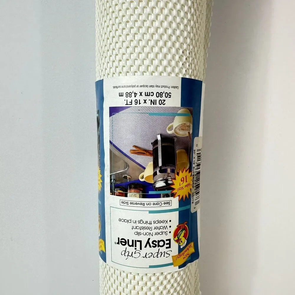 Super Grip Easy Liner Shelf Drawer Liner White 20' x 16ft Non Slip New Roll